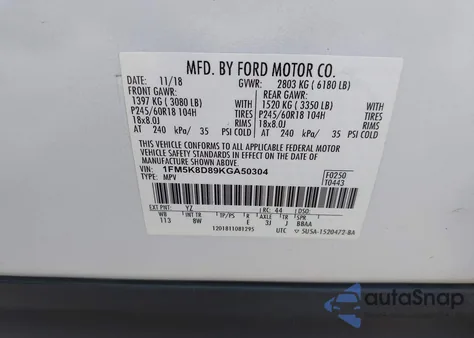 2019 Ford Explorer Xlt z USA, uszkodzony, nr VIN 1FM5K8D89KGA50304